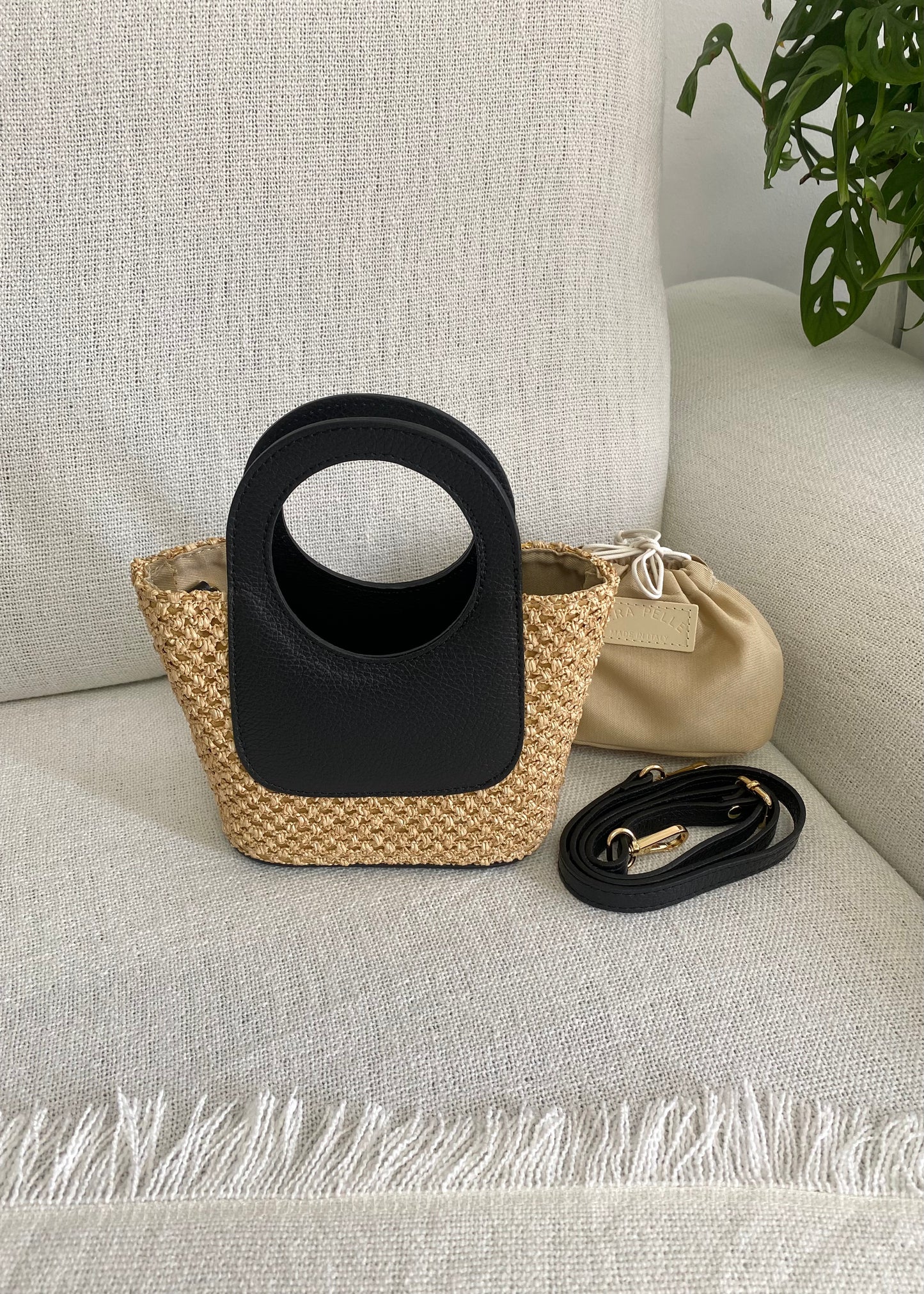 ANGIE - Mini Raffia Basket Bag