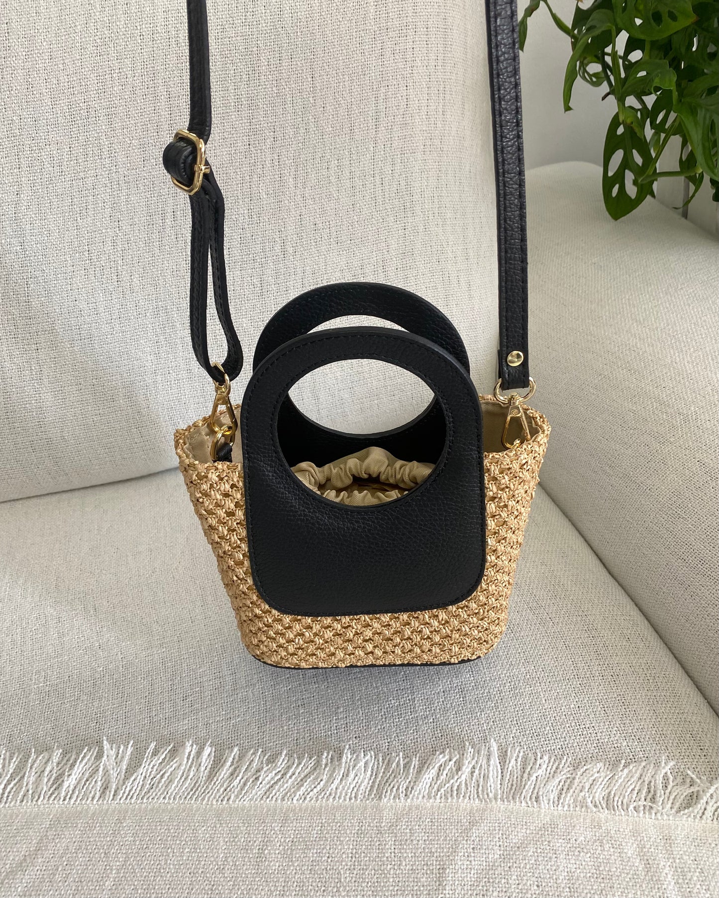 ANGIE - Mini Raffia Basket Bag