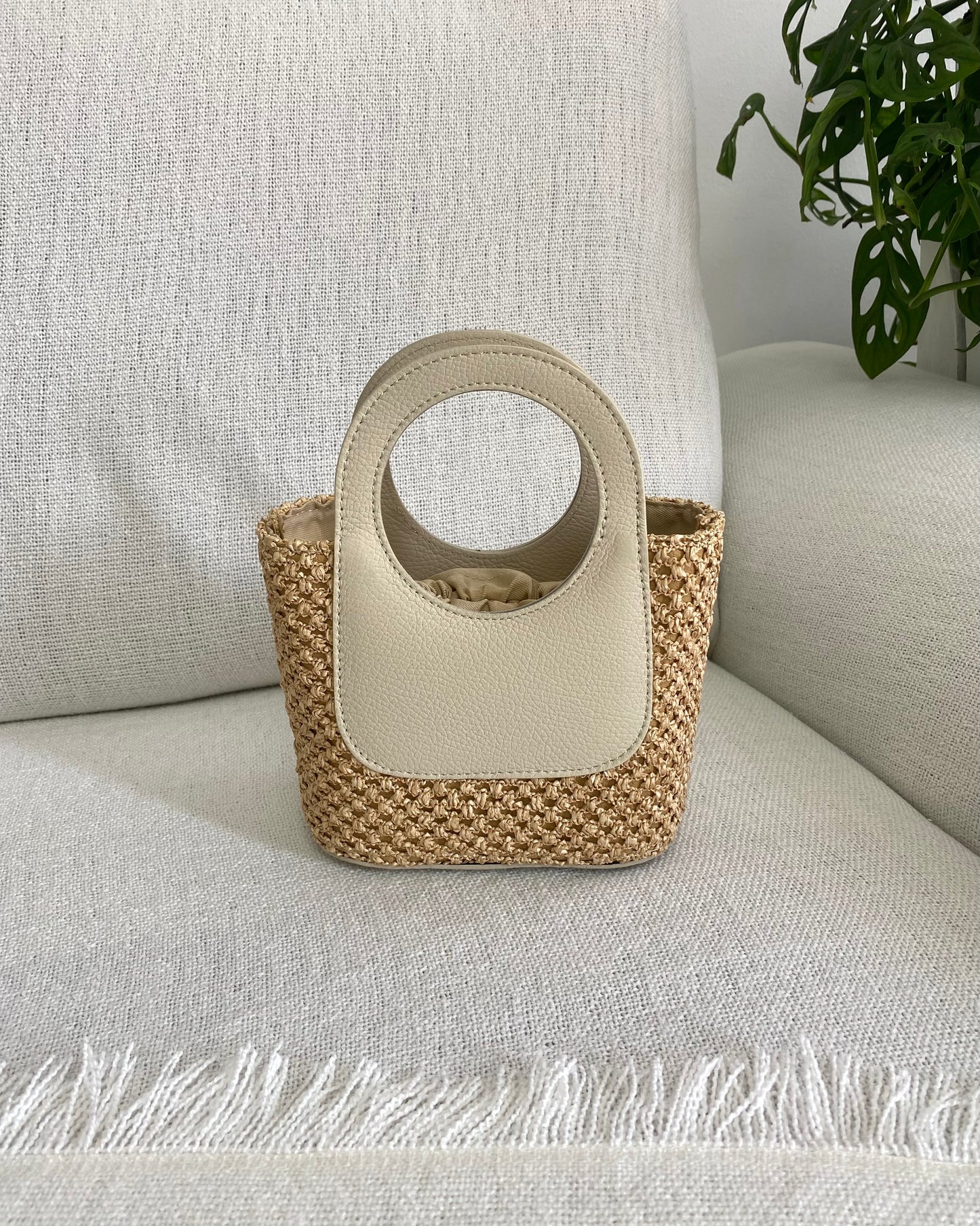 ANGIE - Mini Raffia Basket Bag