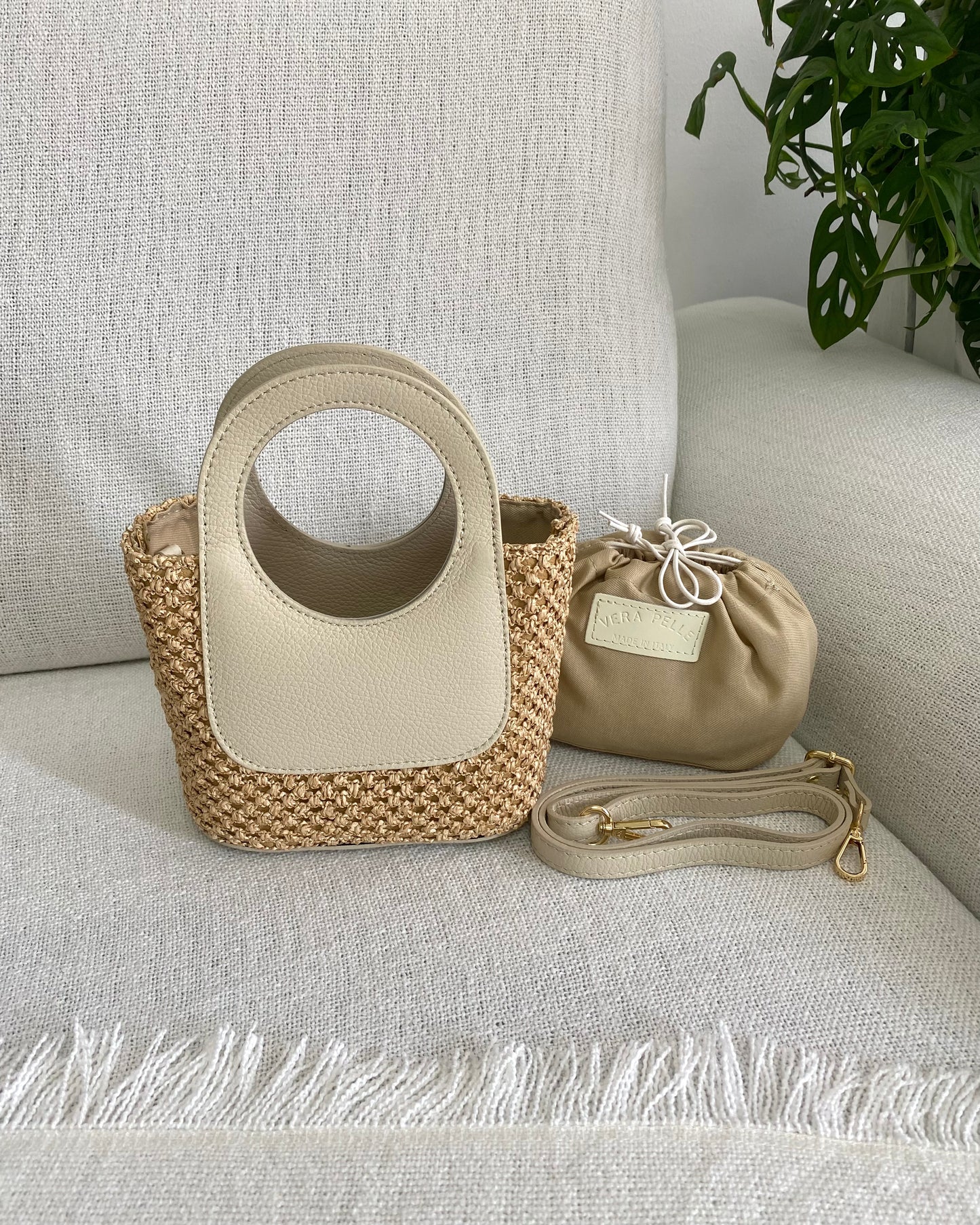 ANGIE - Mini Raffia Basket Bag