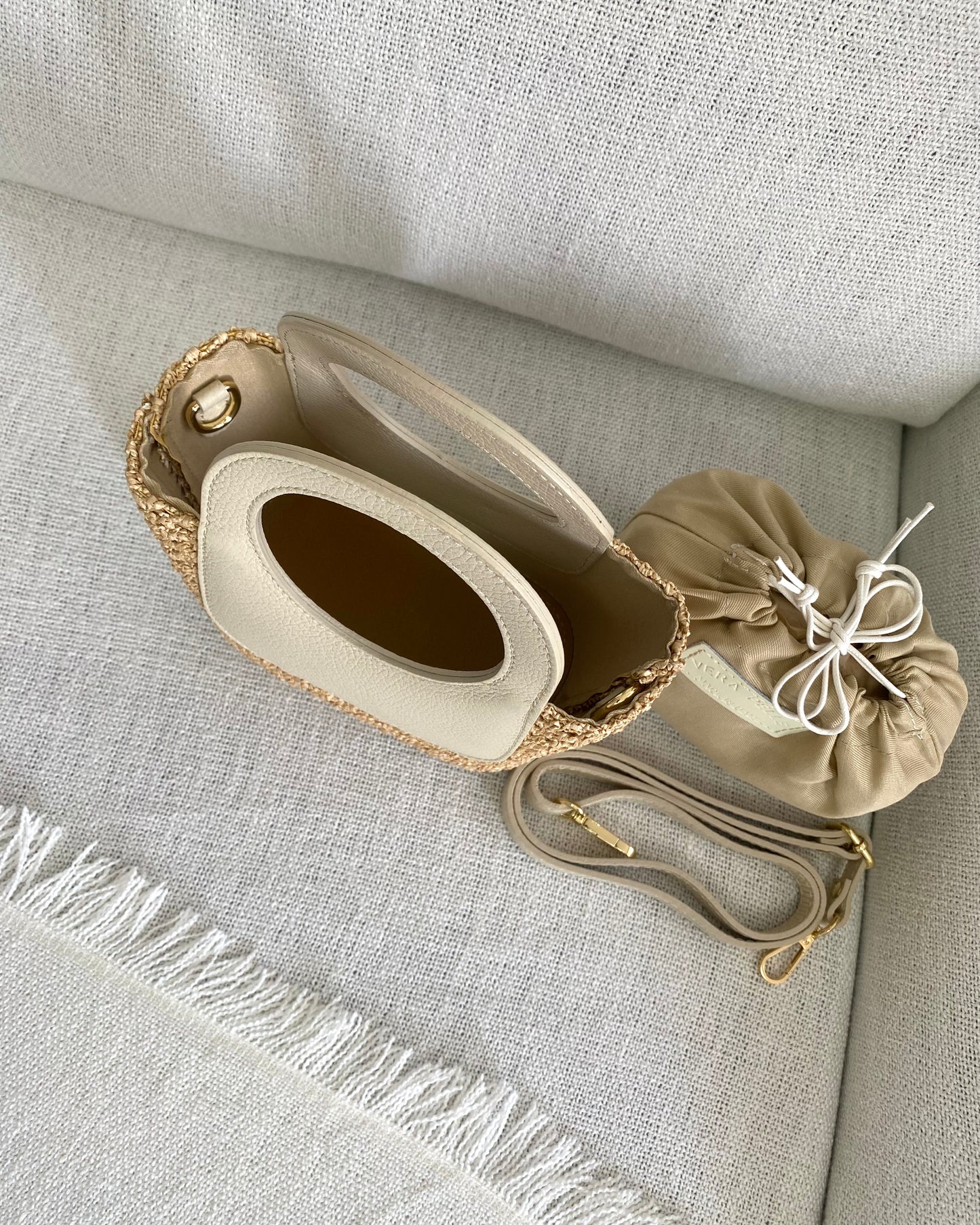 ANGIE - Mini Raffia Basket Bag