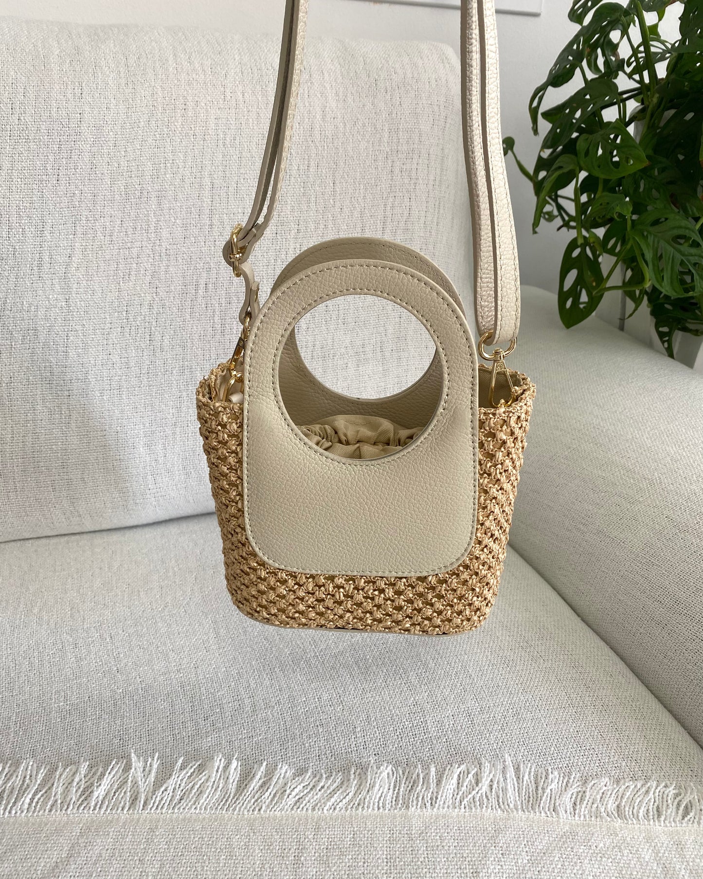 ANGIE - Mini Raffia Basket Bag