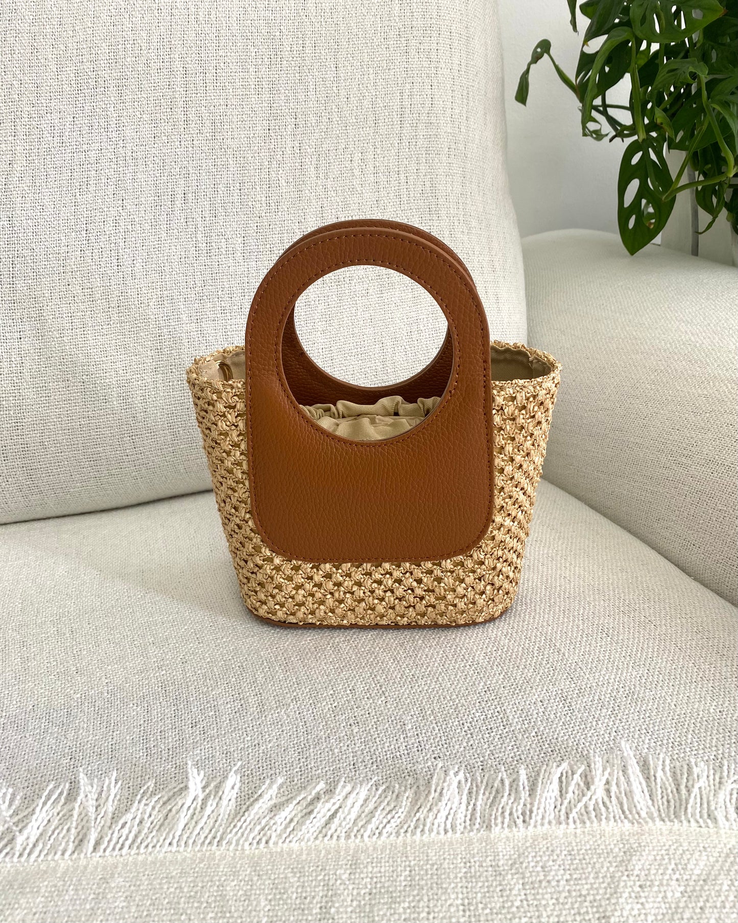 ANGIE - Mini Raffia Basket Bag