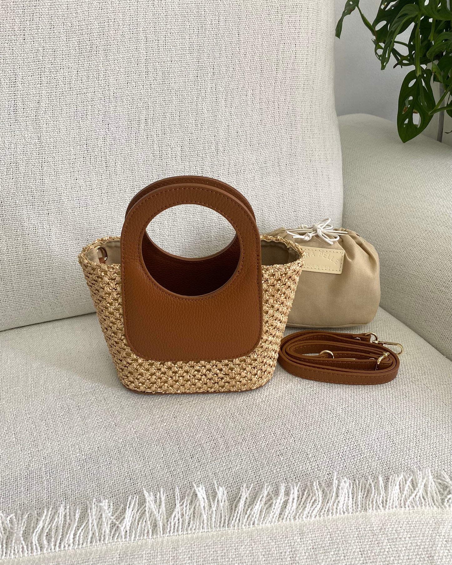 ANGIE - Mini Raffia Basket Bag