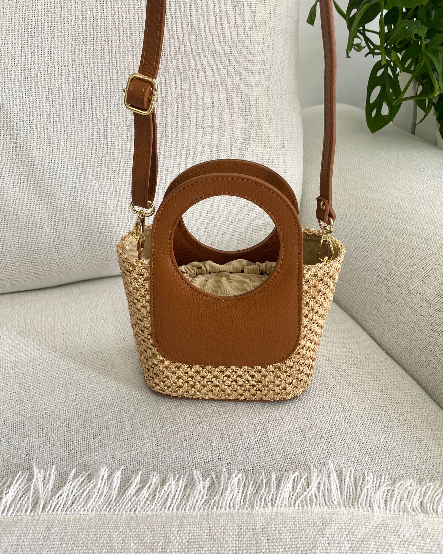 ANGIE - Mini Raffia Basket Bag
