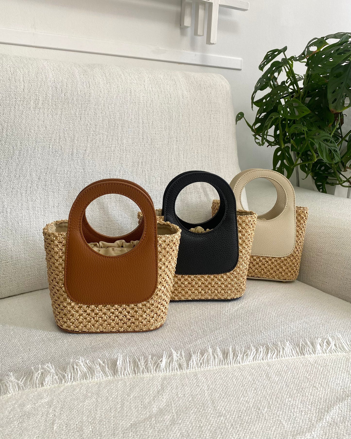 ANGIE - Mini Raffia Basket Bag