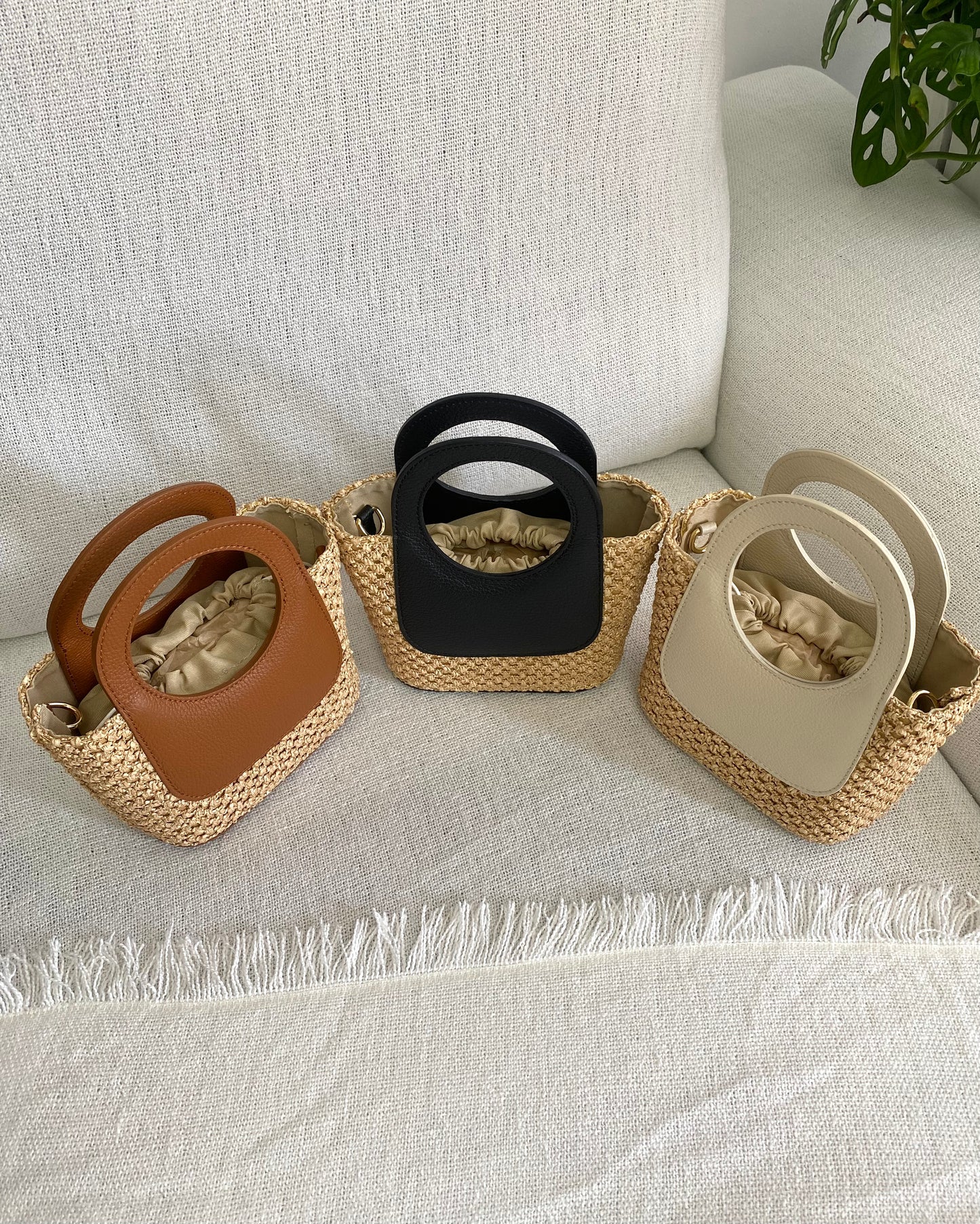 ANGIE - Mini Raffia Basket Bag