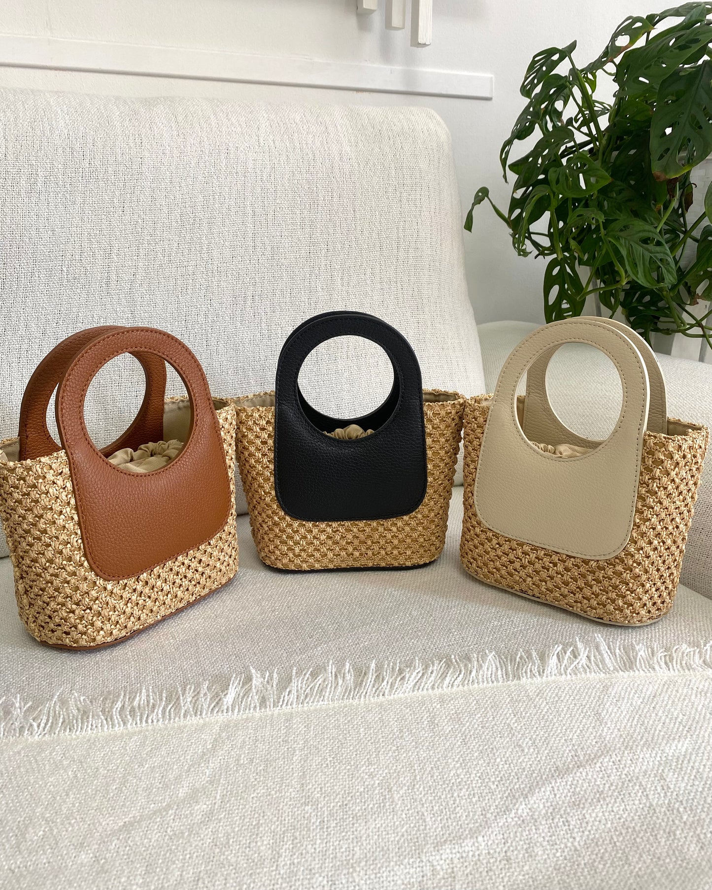 ANGIE - Mini Raffia Basket Bag