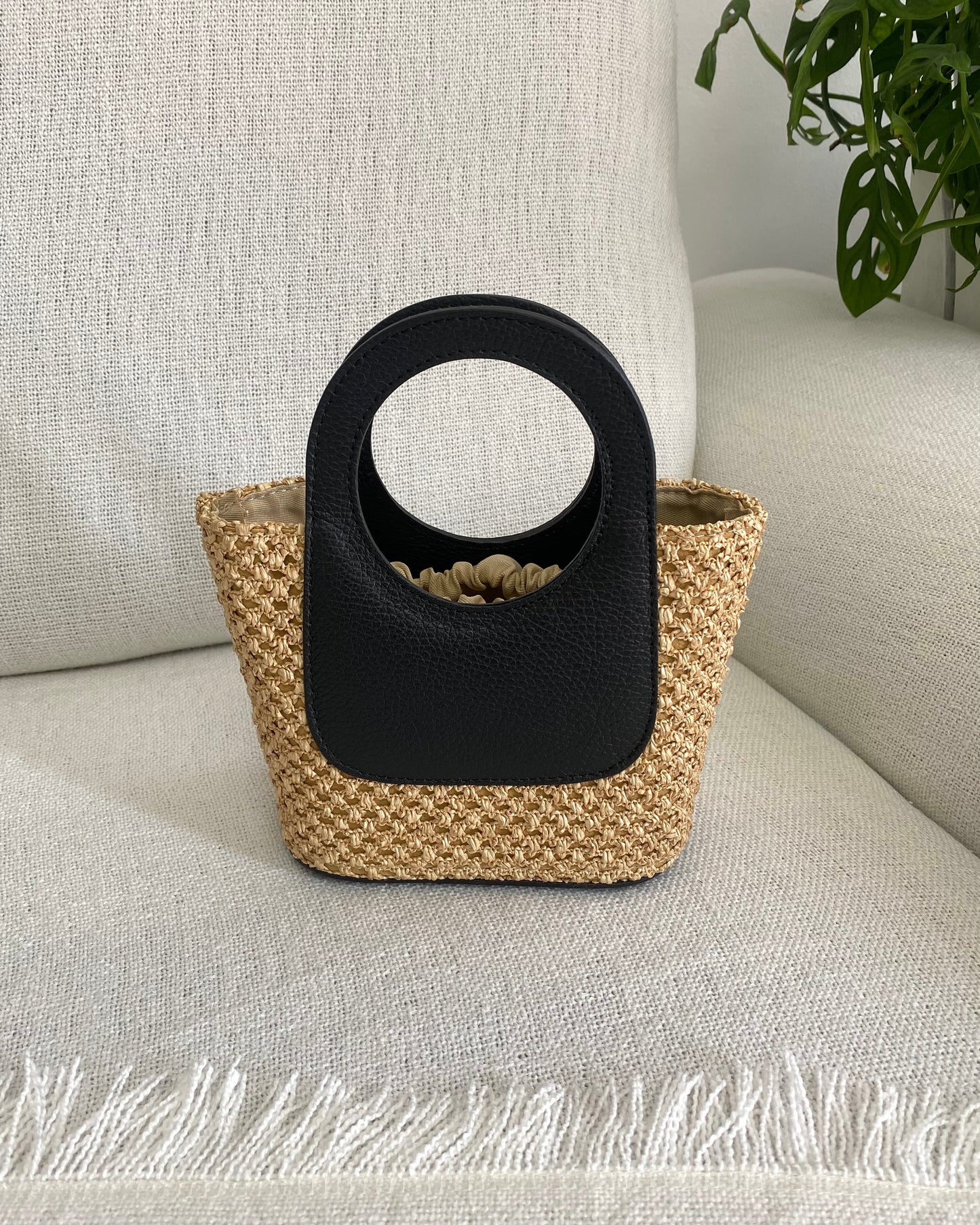 ANGIE - Mini Raffia Basket Bag