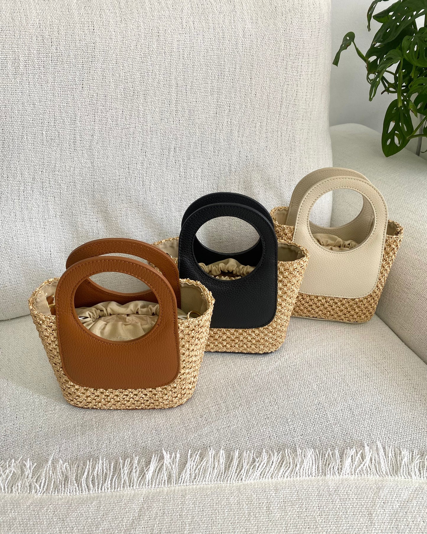 ANGIE - Mini Raffia Basket Bag